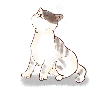 水彩手绘猫咪图案