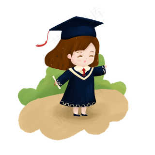 卡通博士帽温暖毕业女孩素材