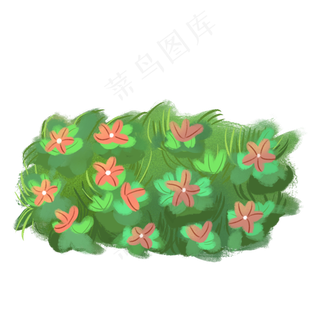 卡通一簇绿色草丛花卉