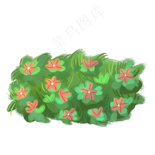 卡通一簇绿色草丛花卉