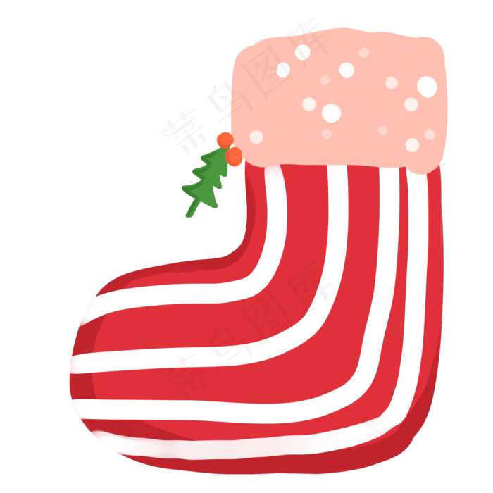 圣诞红色长筒袜卡通插画,免抠元素