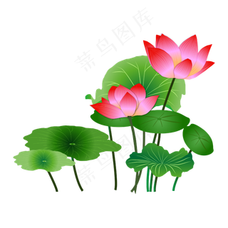 矢量卡通粉色莲花