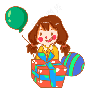 儿童节玩耍的女孩手绘