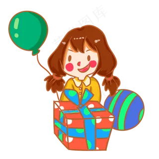 儿童节玩耍的女孩手绘