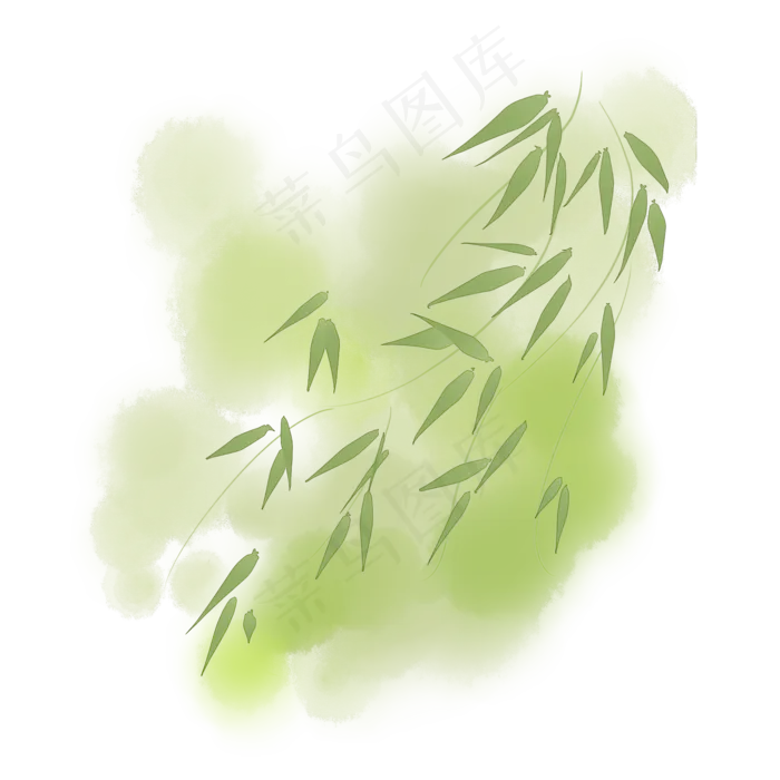 清明水墨柳枝插图,免抠元素(2000X2000(DPI:300))psd模版下载