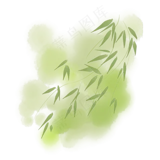 清明水墨柳枝插图,免抠元素