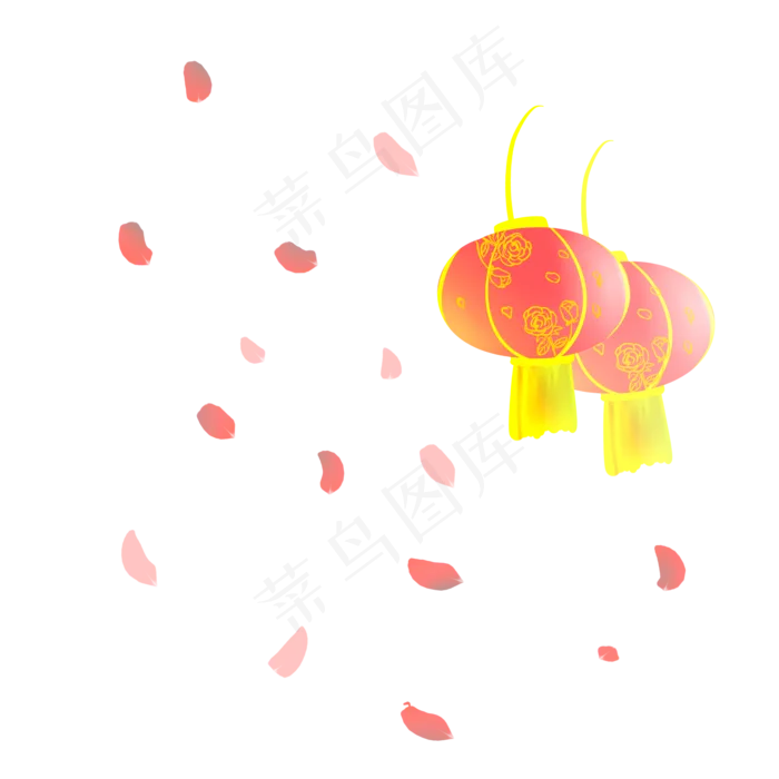 手绘卡通小清新玫瑰灯笼玫瑰花瓣(2000X2000(DPI:299))psd模版下载