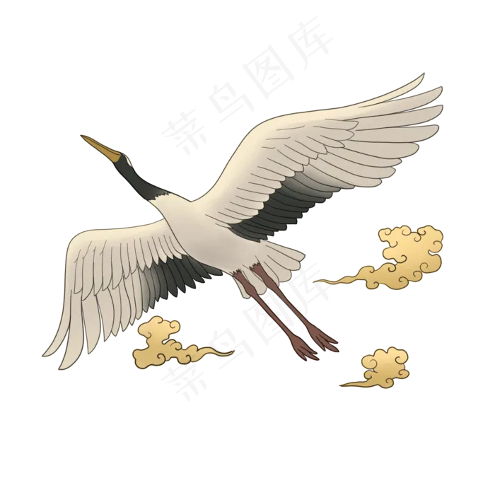 卡通飞翔的仙鹤免扣,免抠元素(2000*2000px 300 dpi )psd模版下载