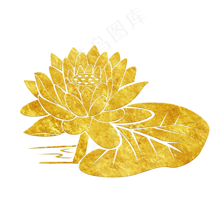 中国风传统烫金鲜花花纹装饰图之,免抠元素