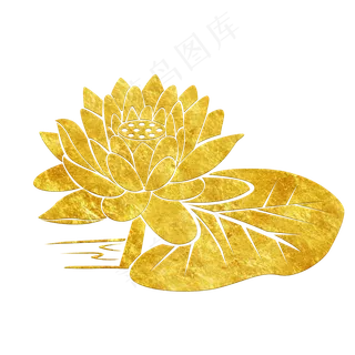 中国风传统烫金鲜花花纹装饰图之,免抠元素