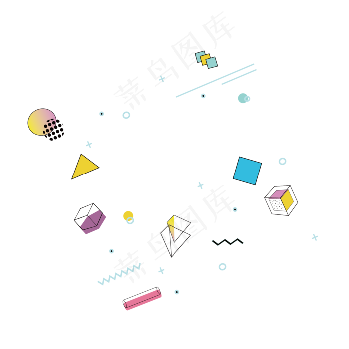 俏皮可爱装饰创意图案(523X523)eps,ai矢量模版下载