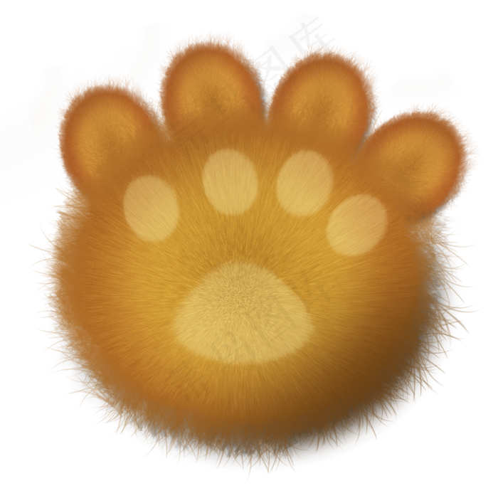 手绘水彩棕色毛茸茸熊掌可商用元