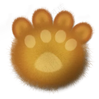 手绘水彩棕色毛茸茸熊掌可商用元