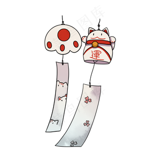 招财猫日式风铃,免抠元素