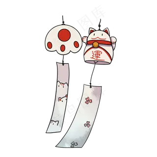 招财猫日式风铃,免抠元素