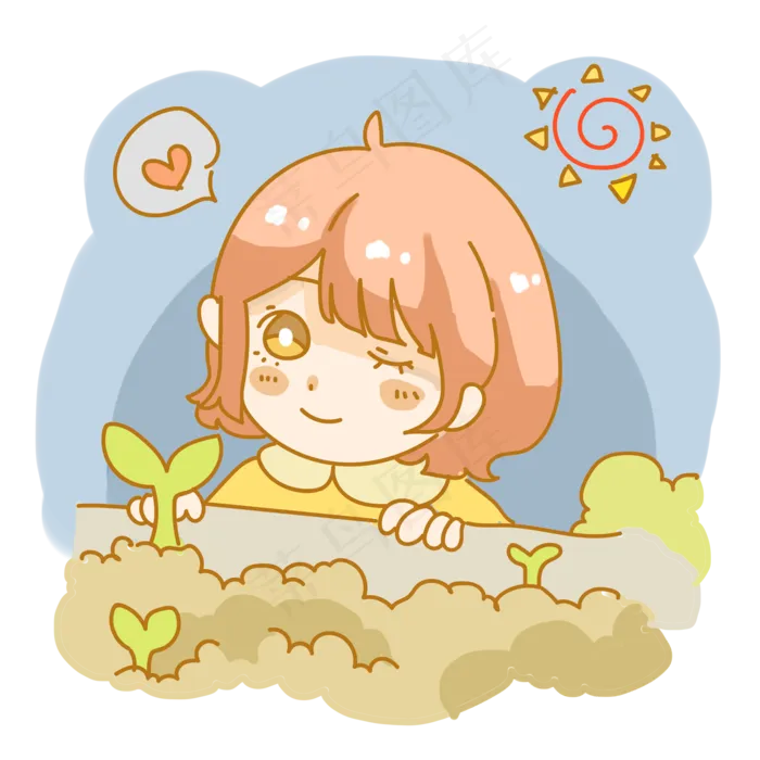 观察发芽的女孩(2000X2000(DPI:299))psd模版下载