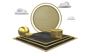 黑金风格节日舞台,免抠元素