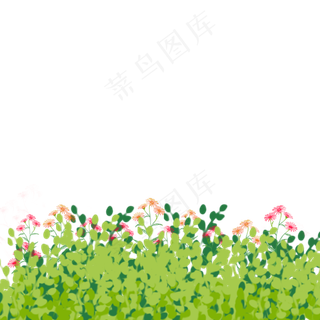 绿色清新通用花丛装饰图案,免抠元素