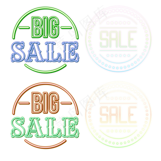 618边框霓虹灯促销图标装饰图案