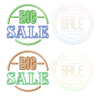 618边框霓虹灯促销图标装饰图案