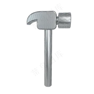 银质波纹锤子装饰,免抠元素