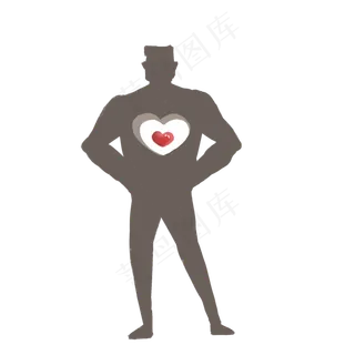 父亲爱心剪影PNG