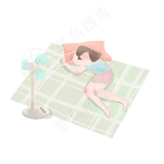 夏至大暑乏困女孩睡觉PNG素材 夏至大暑乏困女孩睡觉PNG素材