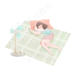 夏至大暑乏困女孩睡觉PNG素材