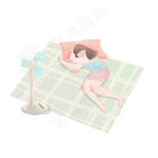夏至大暑乏困女孩睡觉PNG素材