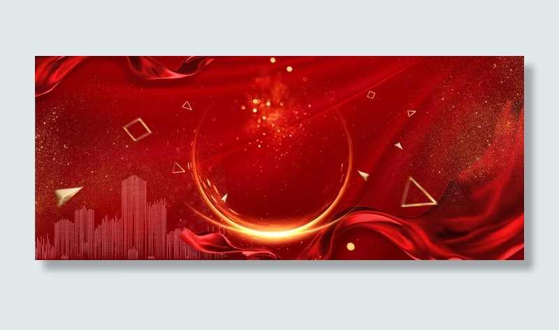 红色丝绸喜庆周年庆典背景