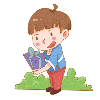 儿童节收礼物的孩子手绘