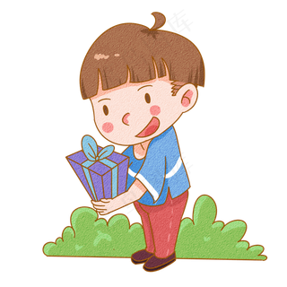 儿童节收礼物的孩子手绘