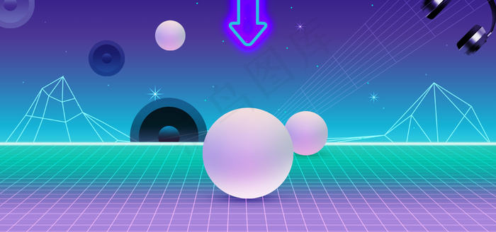 创意科技空间色彩渐变banner海报背景