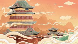 古风城市滕王阁中国风