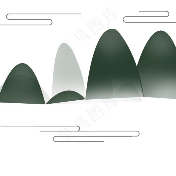 手绘中国风创意山脉免抠图(2000X2000(DPI:300))psd模版下载