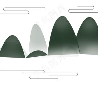 手绘中国风创意山脉免抠图