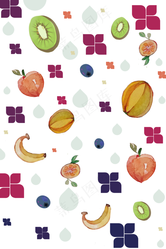 水果印花可爱底纹粉色,免抠元素