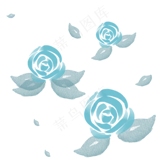 蓝色玫瑰花纹装饰