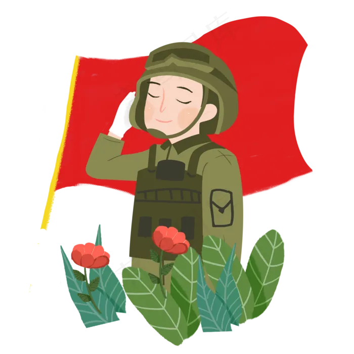 八一建军节军人敬礼png素材(2000X2000(DPI:300))psd模版下载