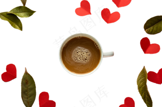 情人节爱心卡片咖啡