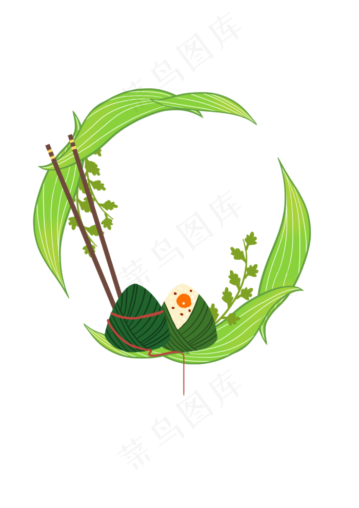 端午节绿叶边框(2480X3508(DPI:300))psd模版下载