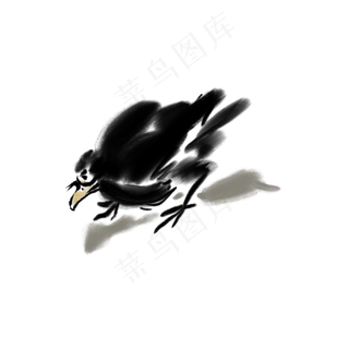 水墨写意花鸟国画小鸟绘画,免抠元素