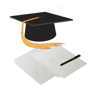 博士帽论文稿纸PNG素材