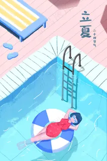 立夏泳池唯美夏日