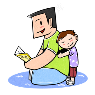 卡通父亲节父子夸张风孩子依偎p