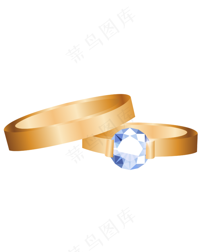 矢量手绘黄金戒指,免抠元素