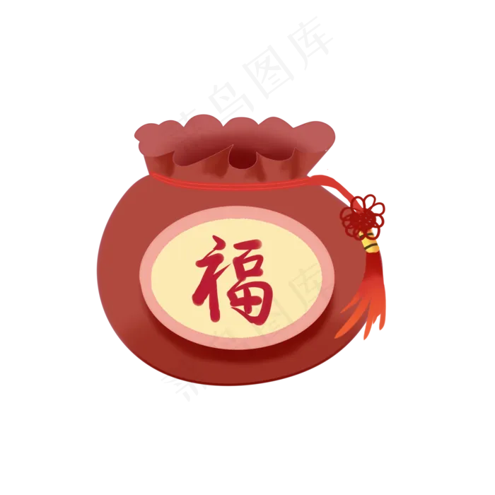新春手绘红色喜庆福袋,免抠元素(2000X2000(DPI:299))psd模版下载