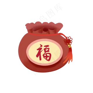新春手绘红色喜庆福袋,免抠元素