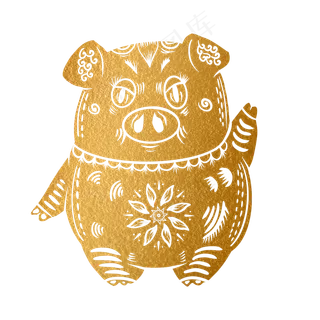 2019新年手绘卡通剪纸猪,免抠元素 2019新年手绘卡通剪纸猪,免抠元素