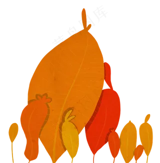 手绘黄色趣味树叶植物,免抠元素